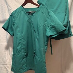 Cherokee Teal V-Neck Medical Scrub Top and Pants